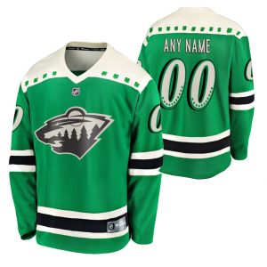 Minnesota Wild Trikot Benutzerdefinierte 2021 St Patricks Day Grün Breakaway